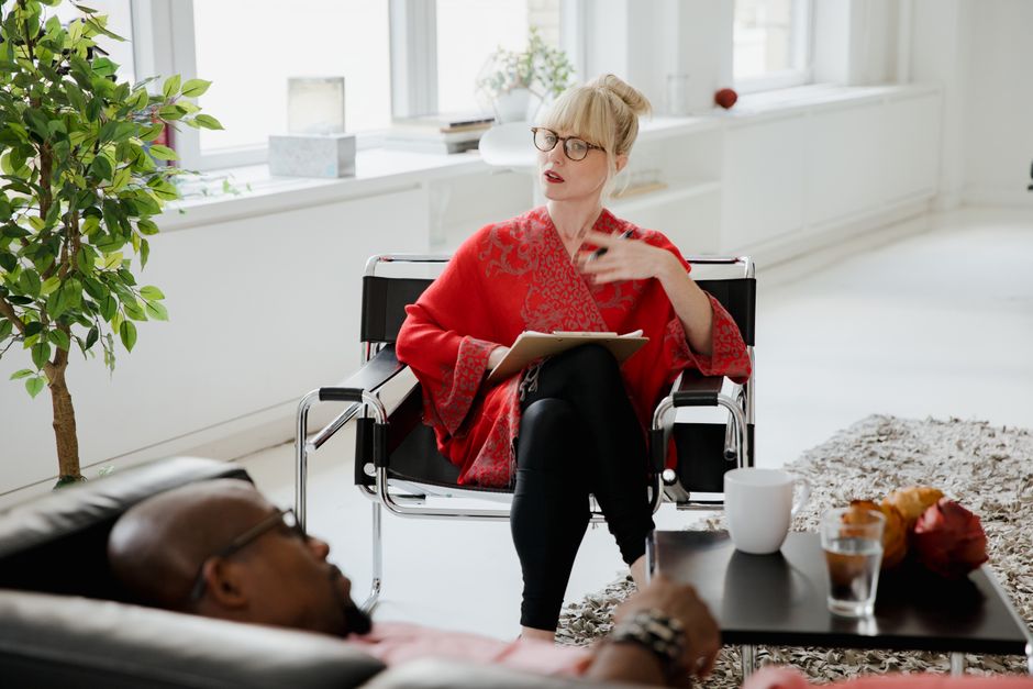 A therapist in a session with a client